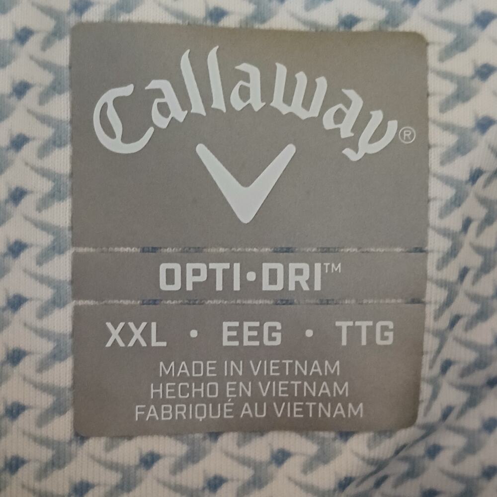 Callaway Polo Shirt Men's XXL White Geometric Performance Golf Opti-dri Stretch - Picture 7 of 12